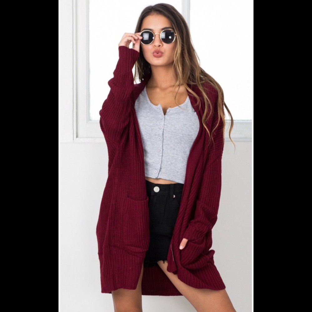 Wine Colored Cardigan
