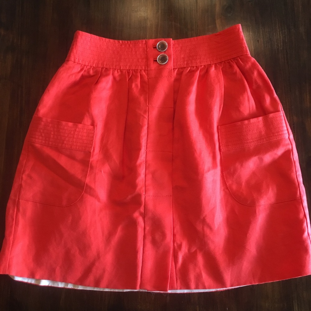 J Crew Orange Linen Skirt size 2