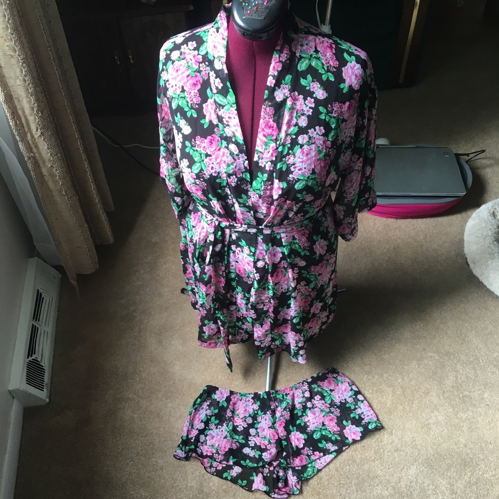 Floral Robe Neglige and Shorts
