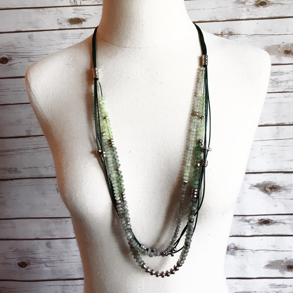 Long Green Beaded Necklace
