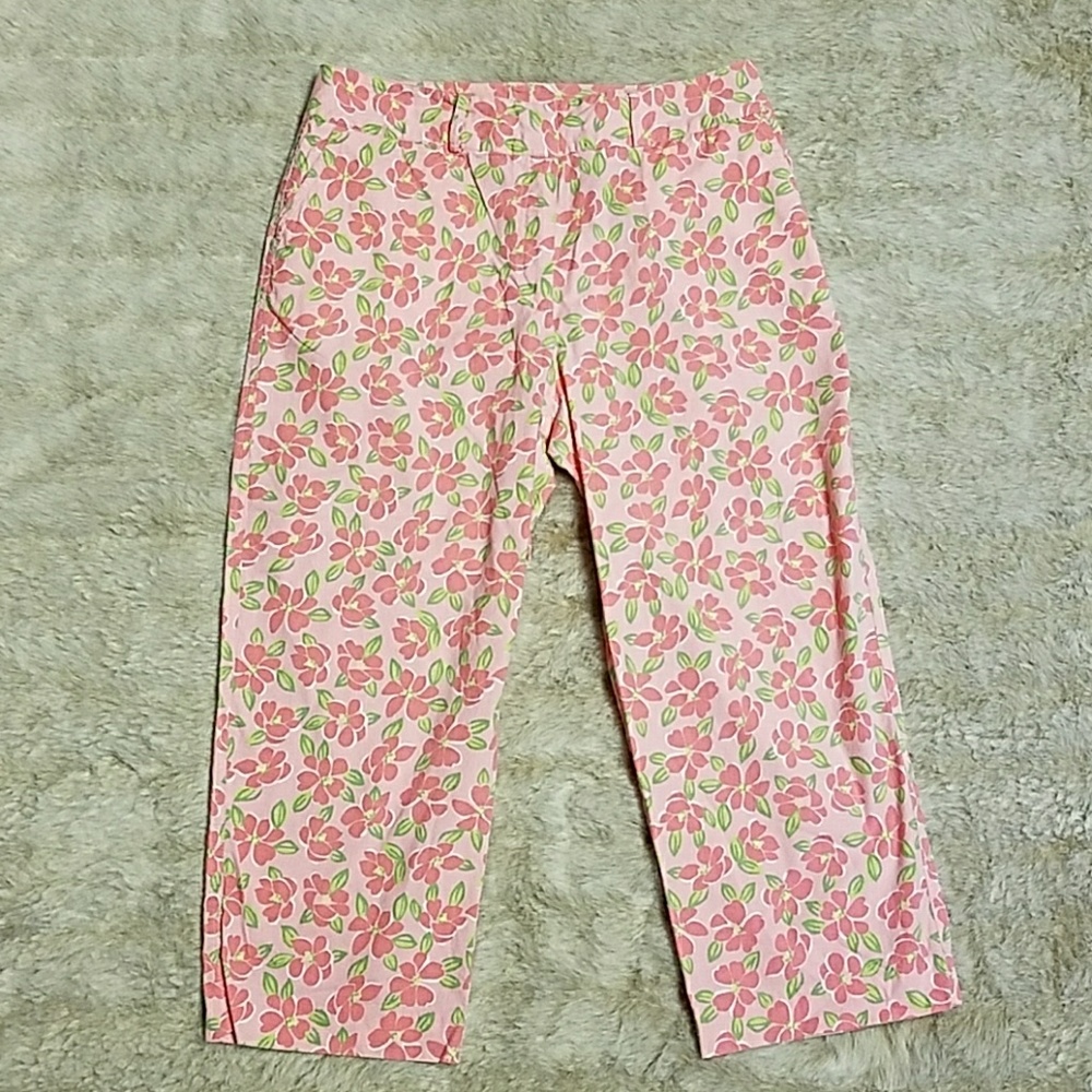 Three Pocket STO Peach Pink Floral Capris 12