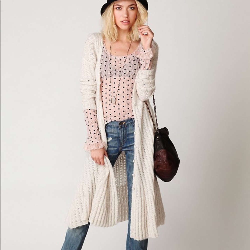 Free People Victorian Angel Long Cardigan Duster