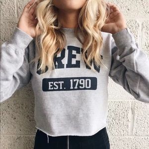 Brandy Melville grey Nancy CREW cropped sweatshirt
