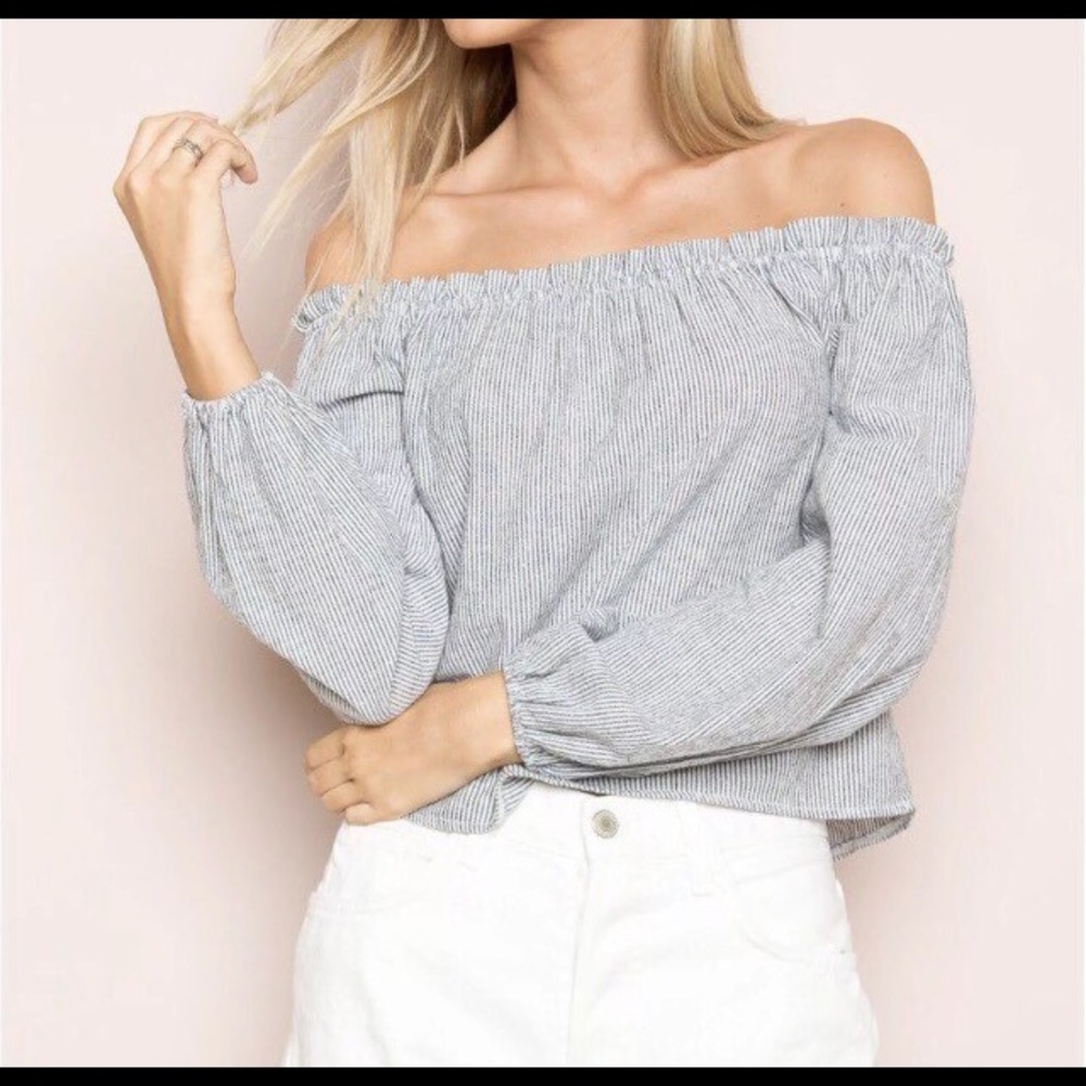 Brandy Melville off the shoulder striped top!