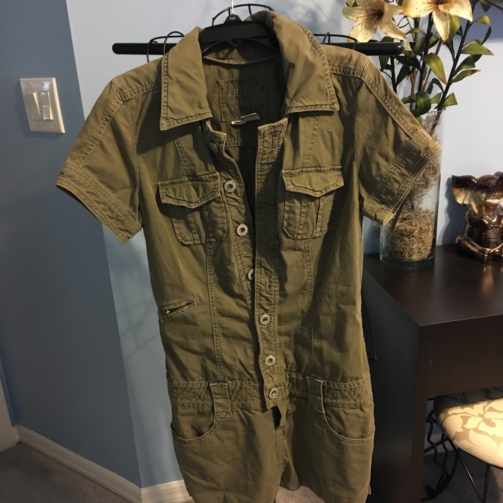 Army green jeans dress