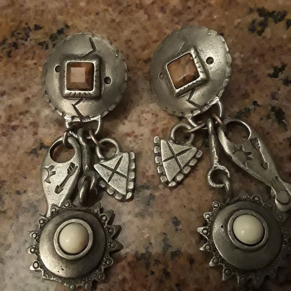 Silver and brown Steam Punk Earrings