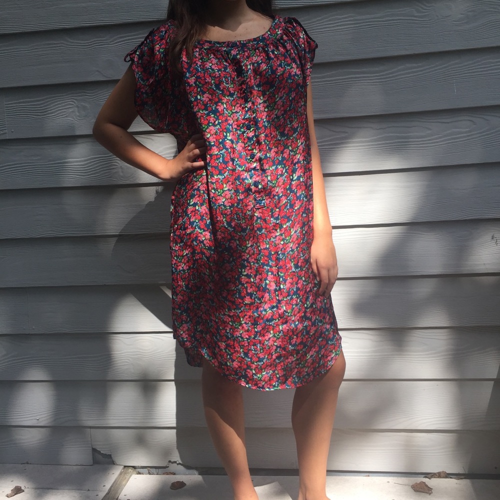 1970s Vintage Silk Floral Dress With Headband