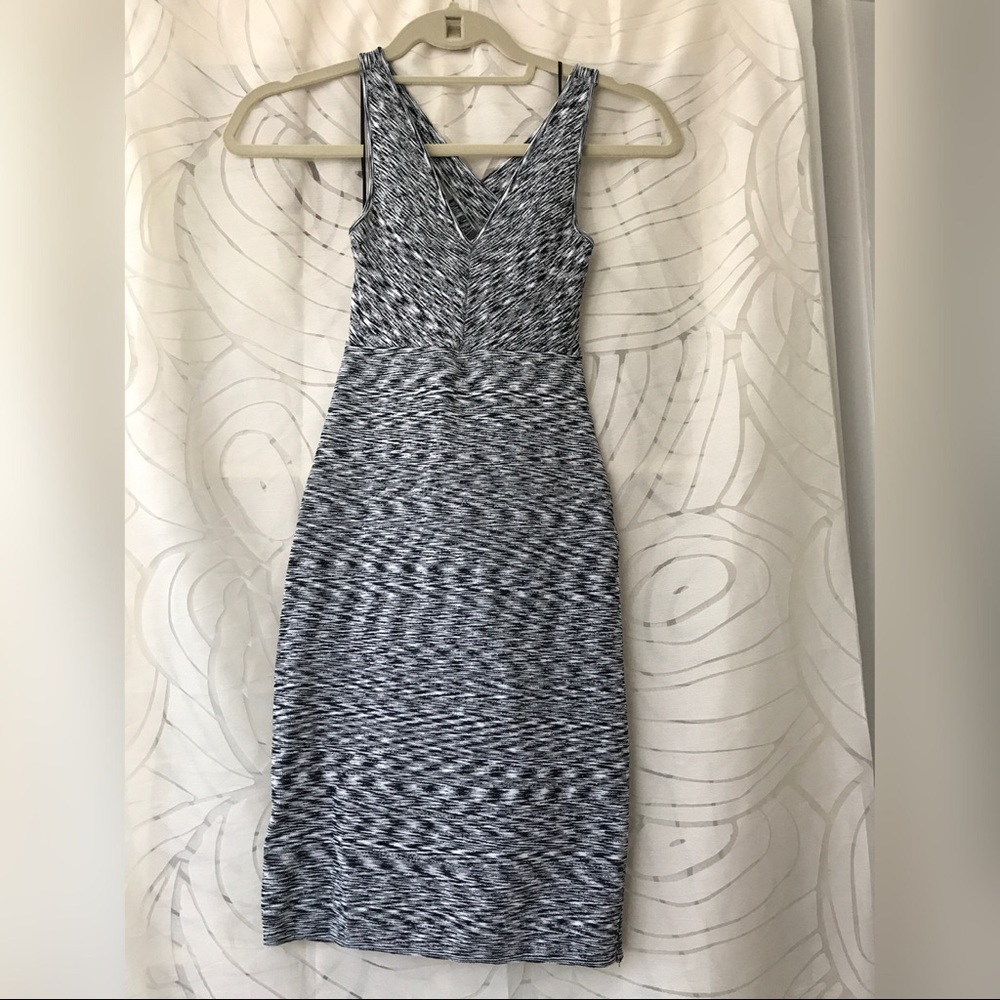 Black & White Deep Neck Bodycon