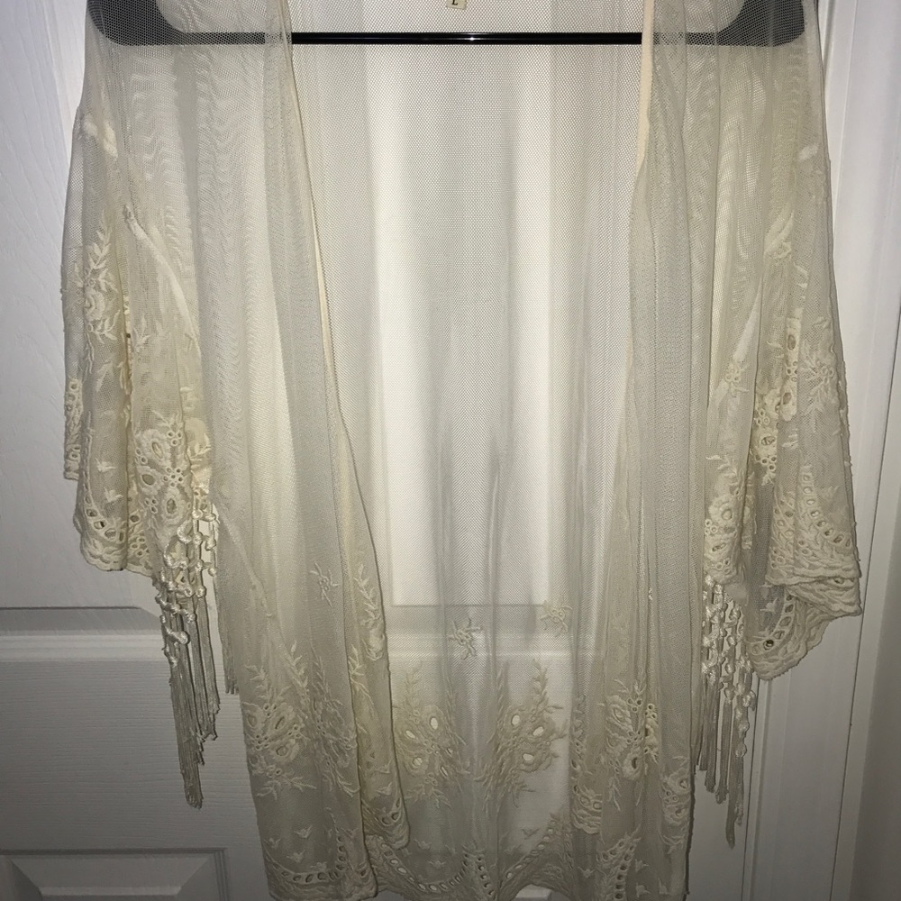 Boho cream lace cover up