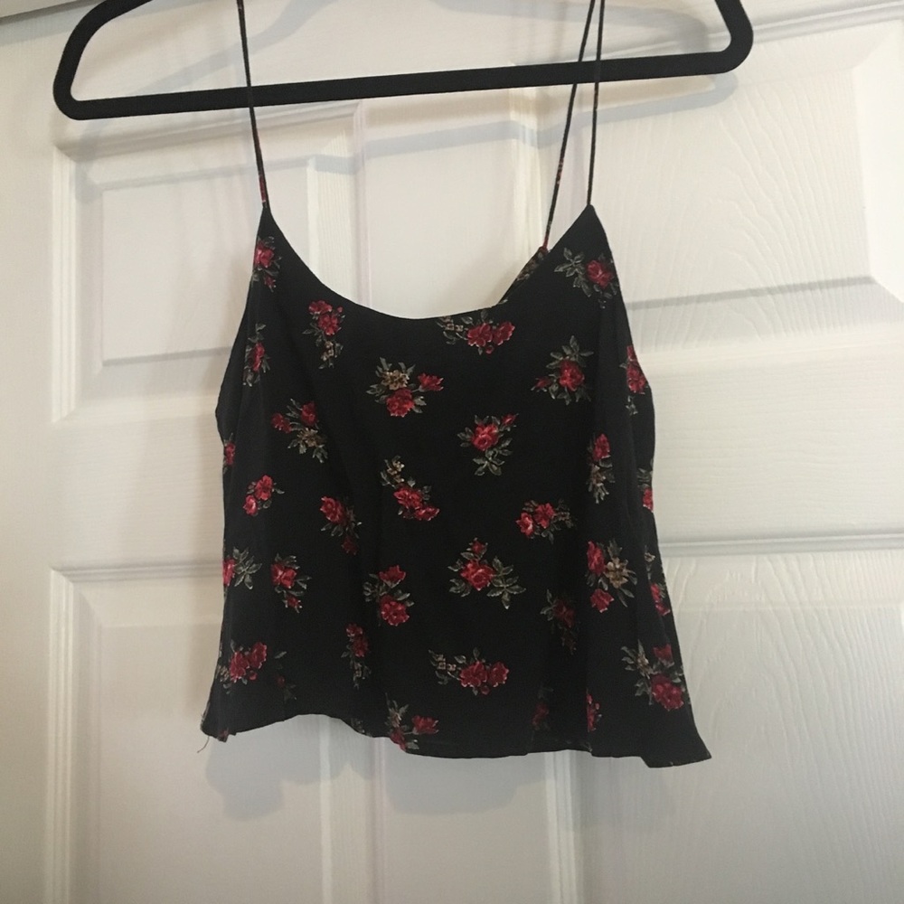 Rare Brandy Melville Black Floral Crop Top