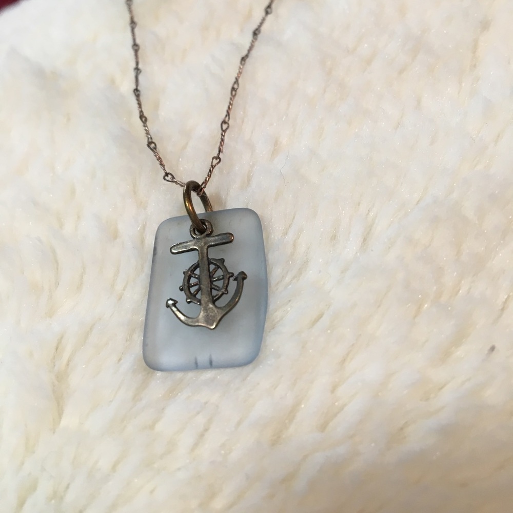 Sea glass anchor necklace