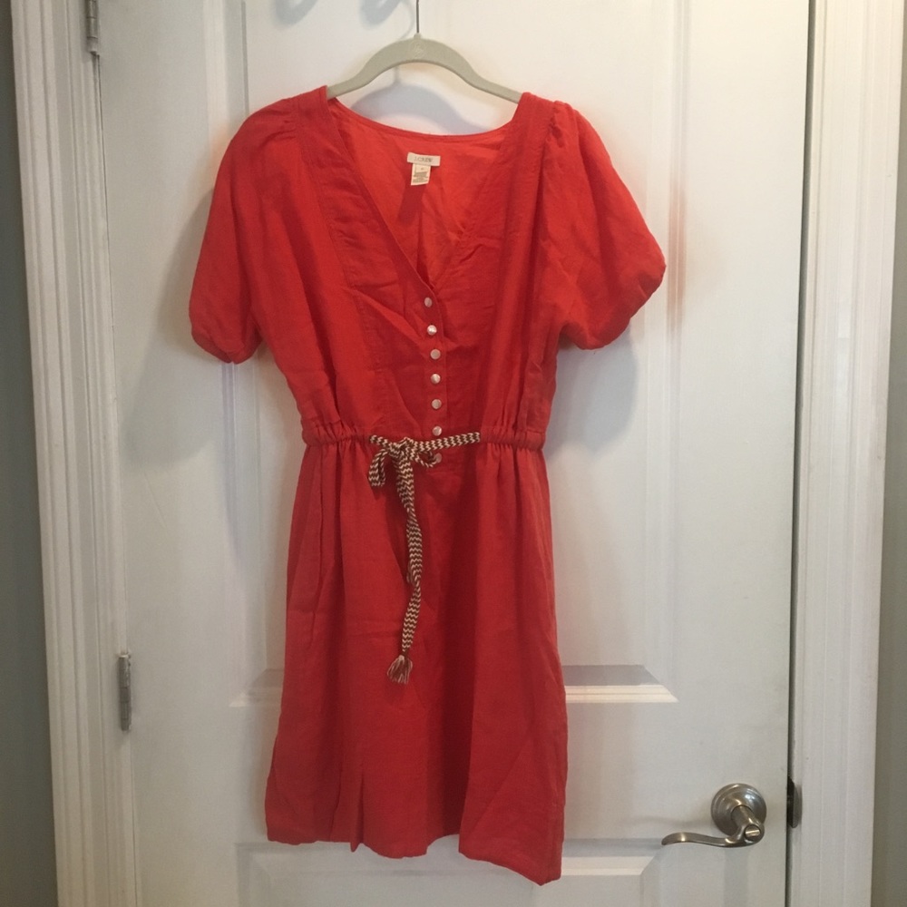 J. Crew Orange Tie Waist Cotton Sundress size 0