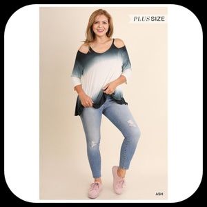 New! Umgee Ombre Cold Shoulder Tunic