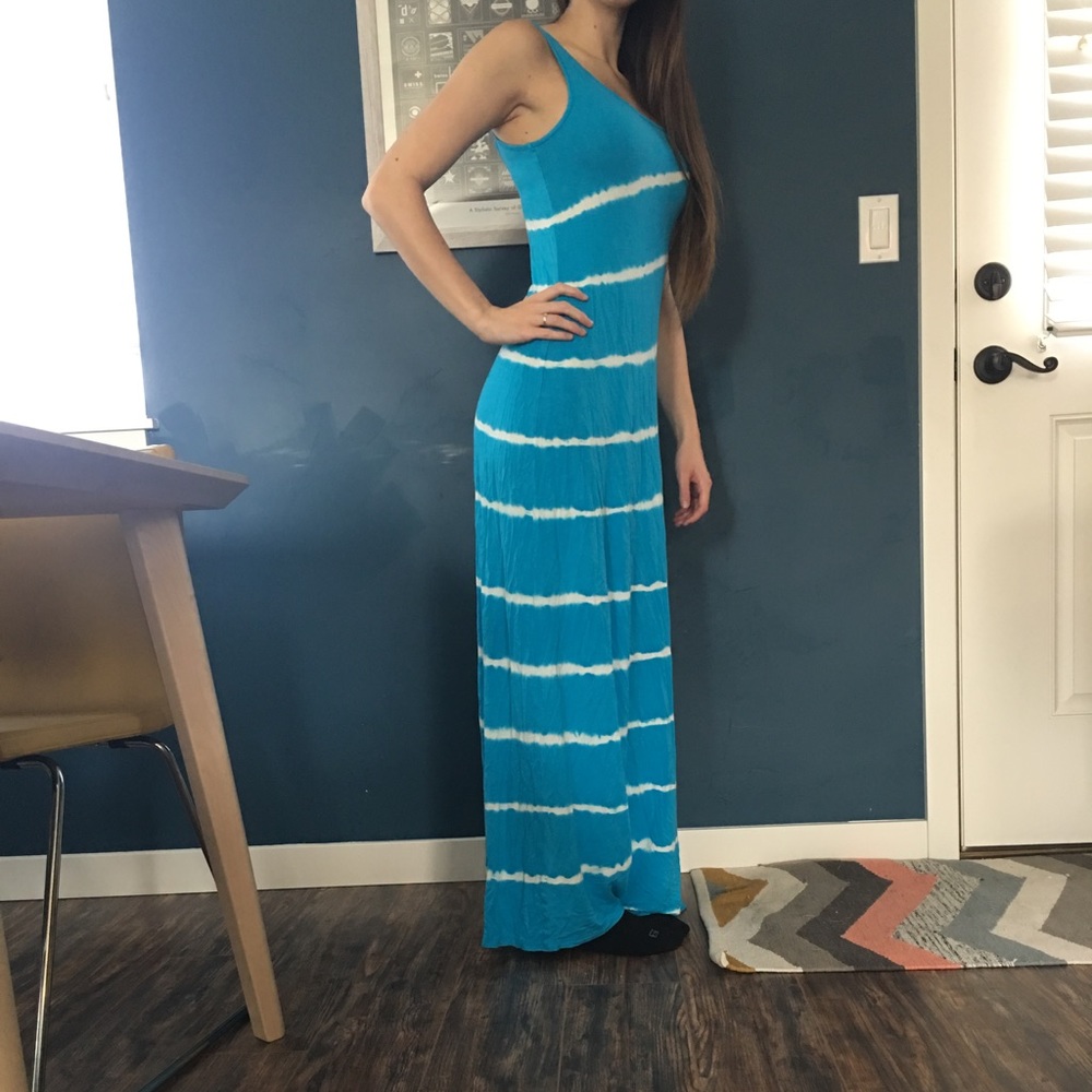 Blue and white maxi dress