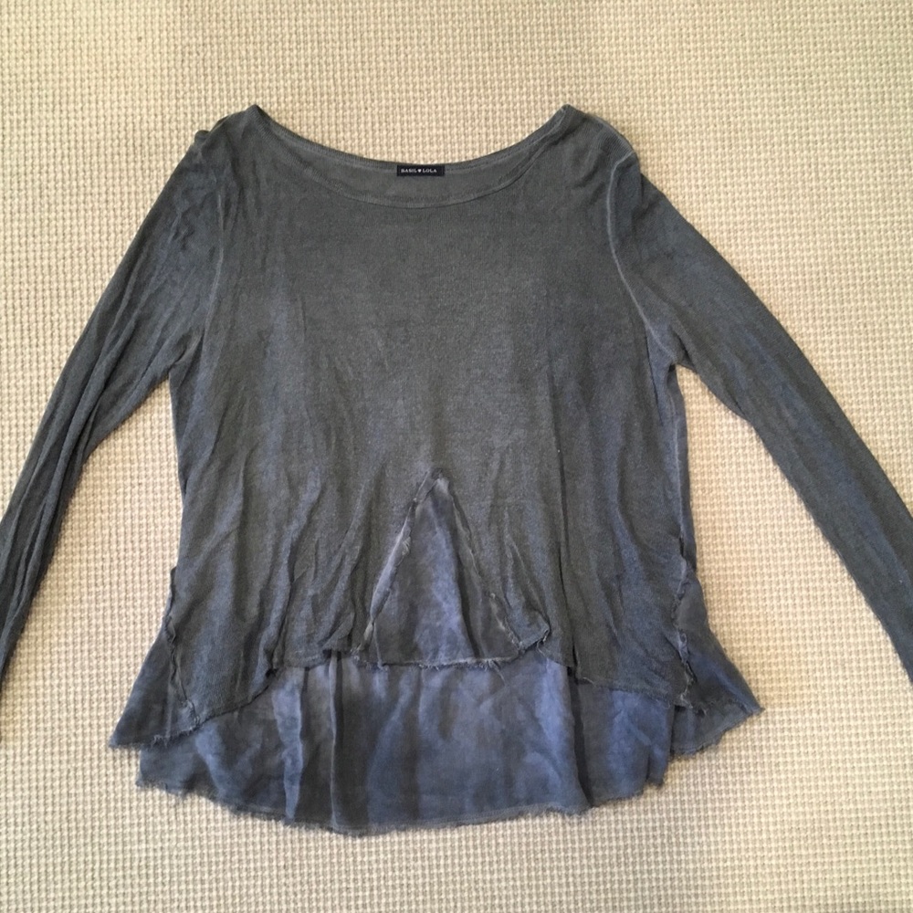 Distressed flowy blue tunic