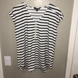 Black and white striped blouse