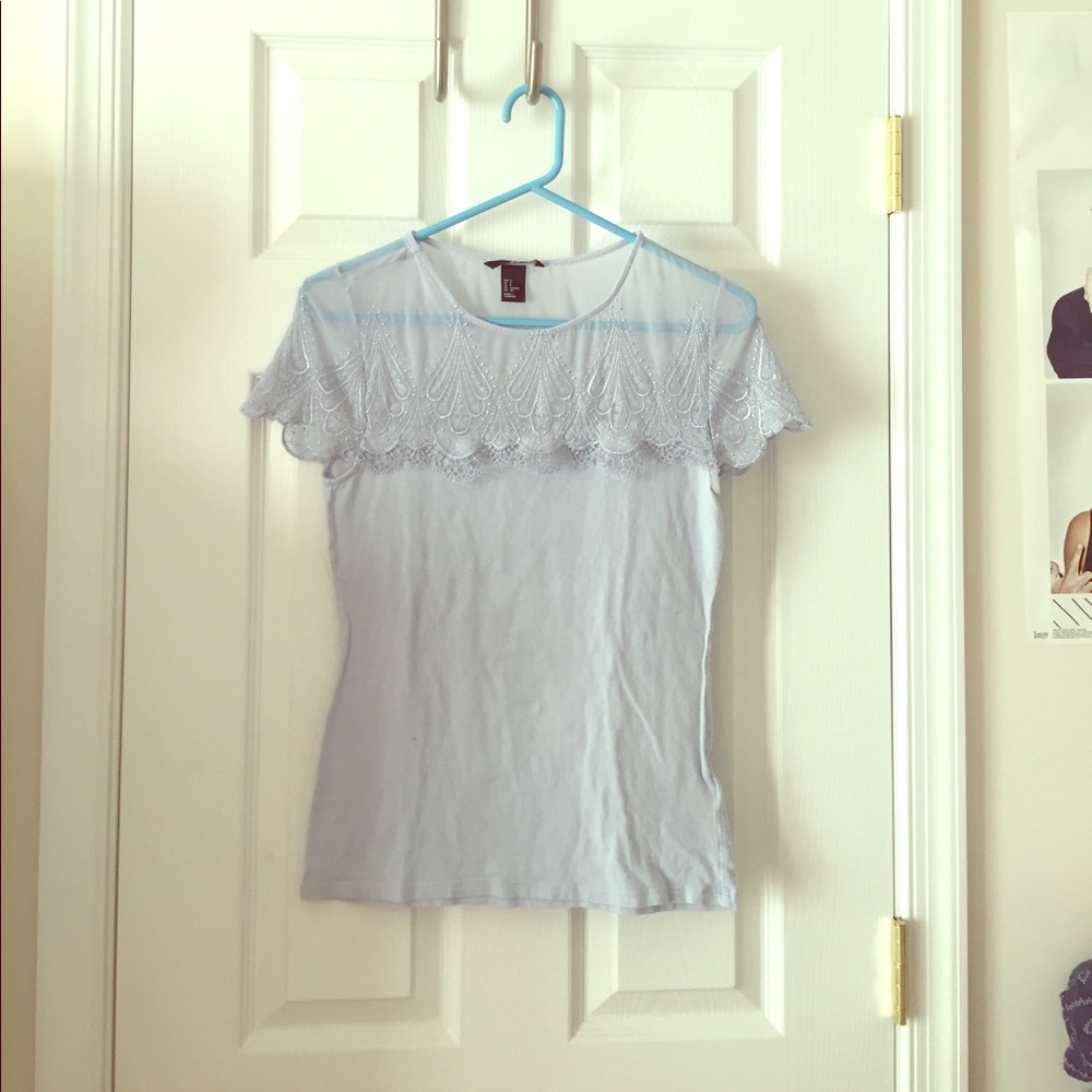 H&M Ice Blue Lace T-shirt