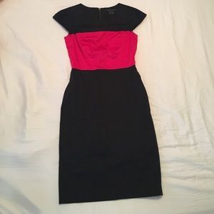 French Connection black and pink sheath dress