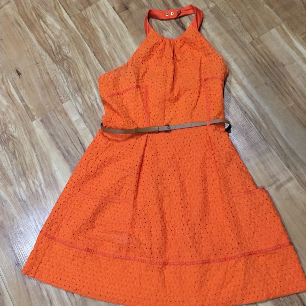 London Times Orange halter dress size 12