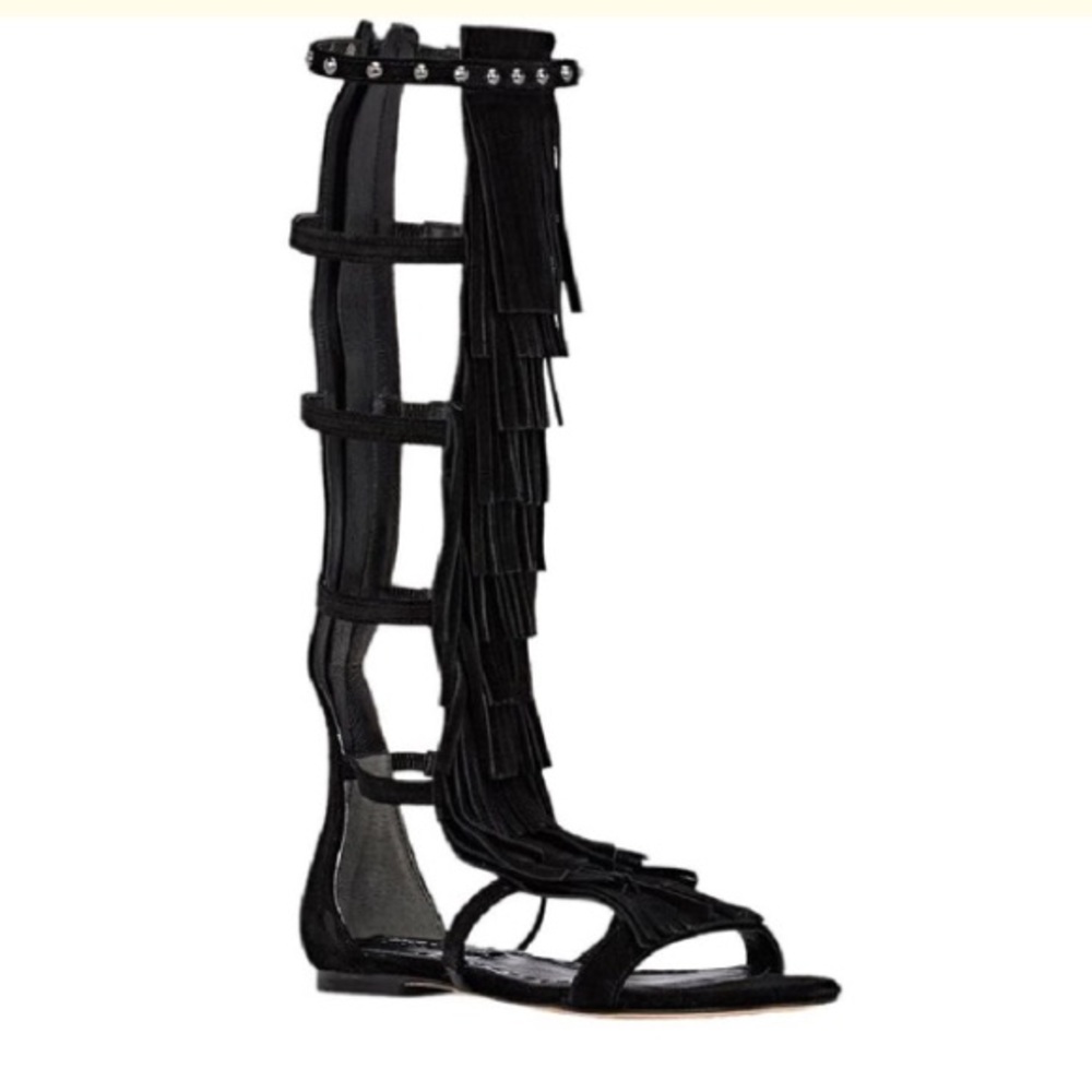 Alice + Olivia Suede Paula Fringe Gladiator Sandals NWT Retail $398 Size 5.5