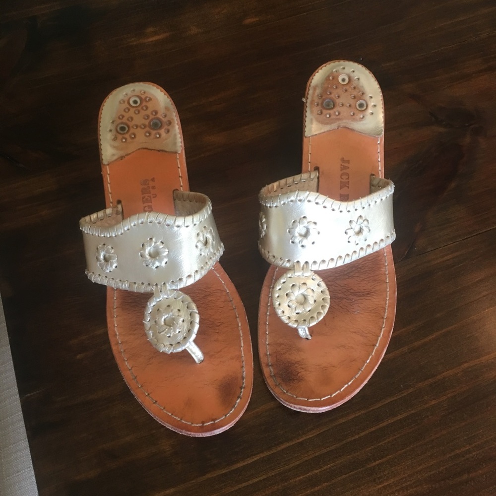 Jack Rogers Gold Leather Midwedge Sandals size 9
