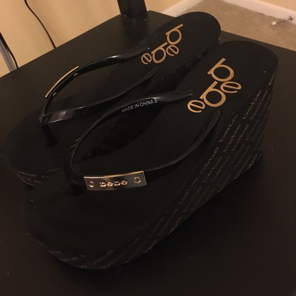 Bebe Sandals (Black with gold embellishments)