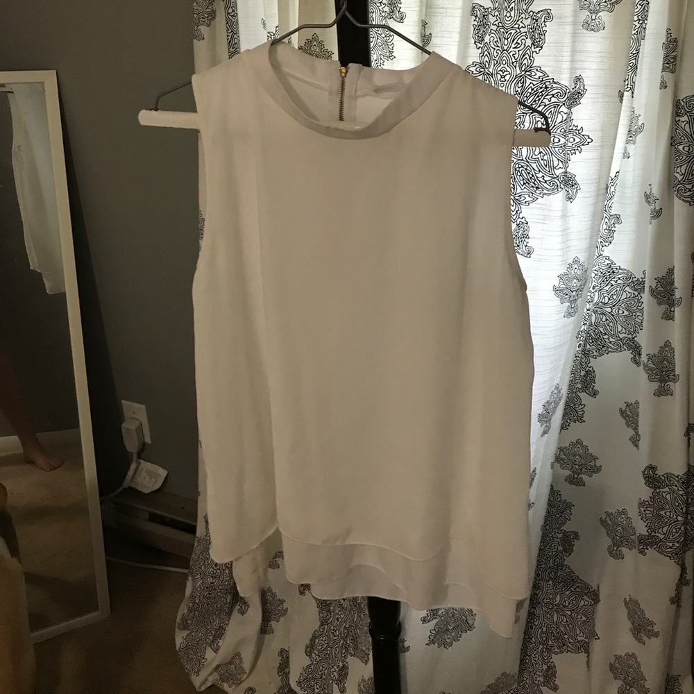 Stella Luce sleeveless white high neck blouse