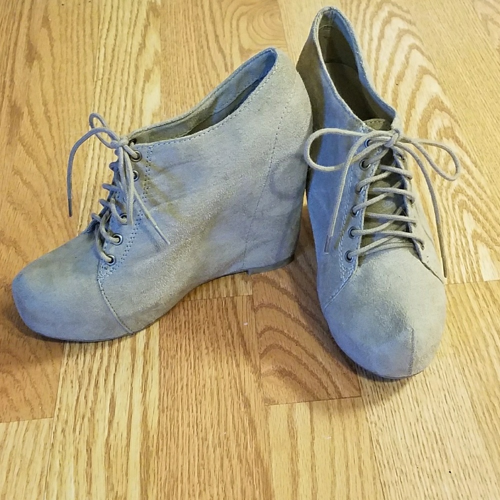Suede platform lace up booties