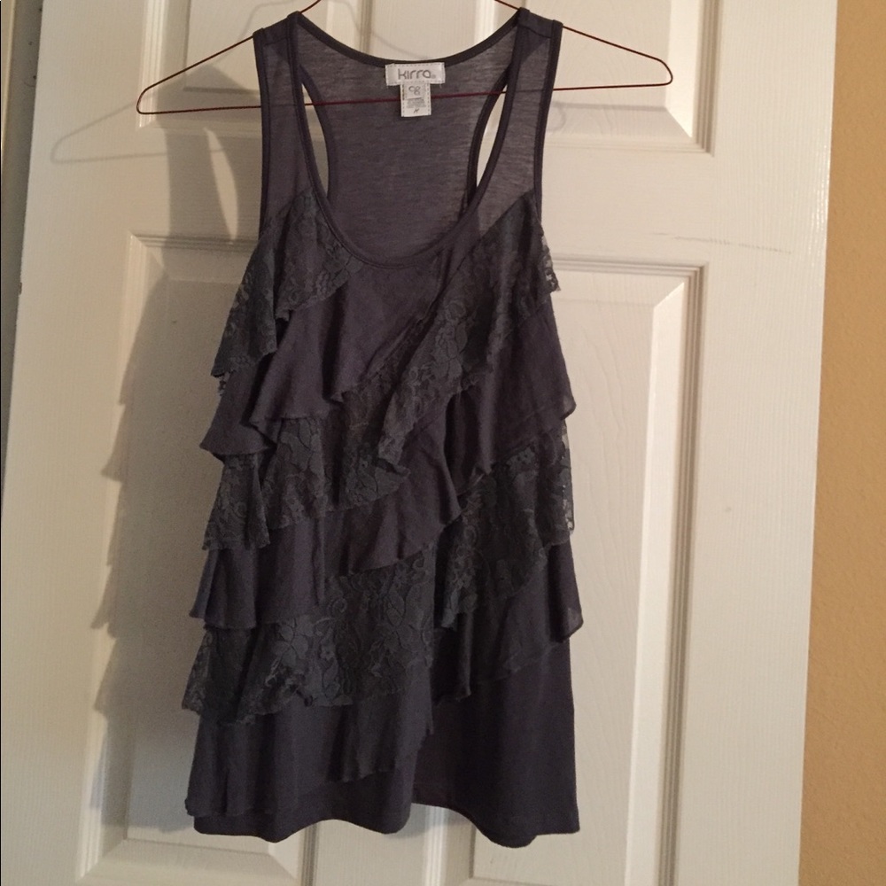 Pacsun Kirra Ruffled Dark Grey Tank