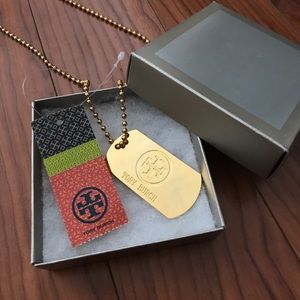 Brand New Tory Burch Dog Tag Pendant Necklace