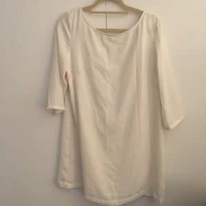 boatneck shift dress three-quarter-sleeve