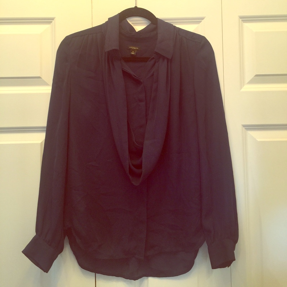Ann Taylor navy blouse size 4