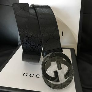 Men's Black Leather Gucci Belt