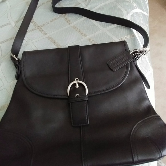 Coach Handbags - Coach Black Leather Saddle bag