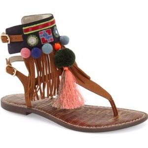 Sam Edelman Tassel Poms Gladiator Sandals