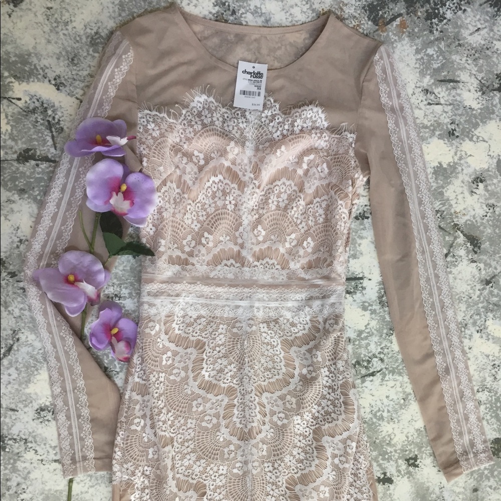 Charlotte Russe Lace & Mesh Bodycon Dress XS NWT