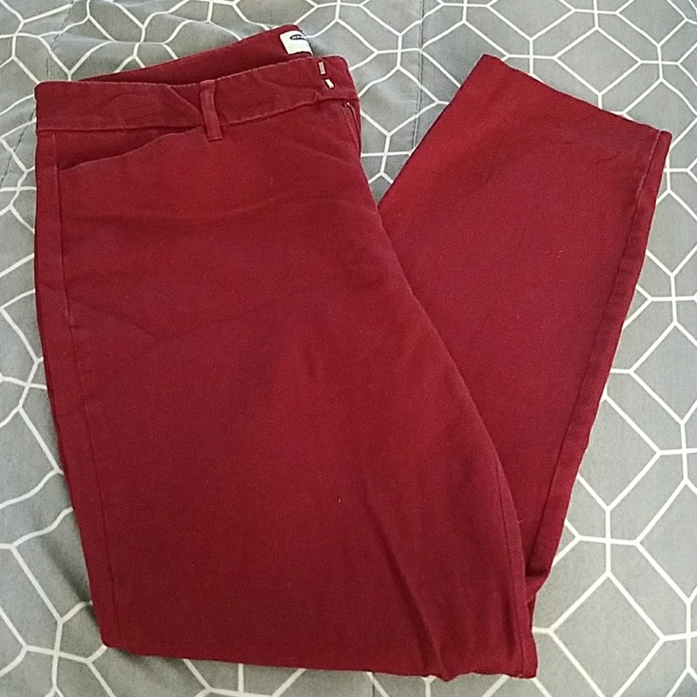 Dark Cranberry Cropped Stretchy Dress pants