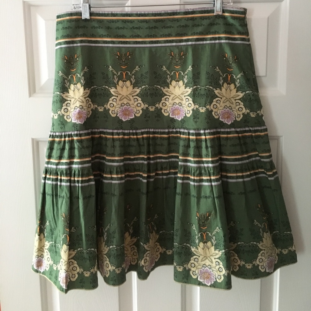 Cute Cotton Skirt, green print