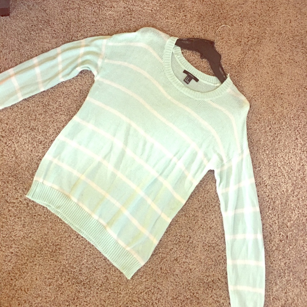 Aqua and white stripe cozy sweater!