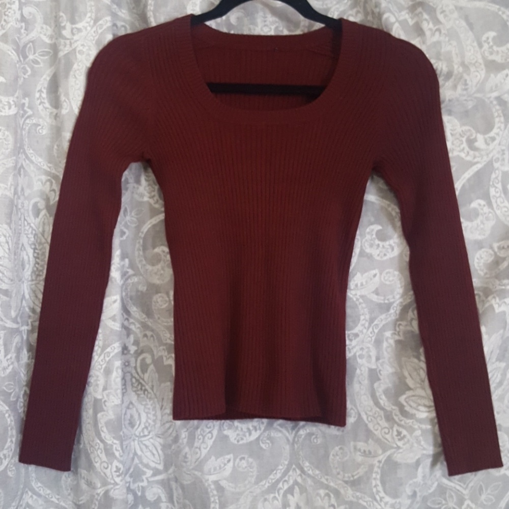 🚫SOLD🛇 Scoop Neck Ribbed Long Sleeve (size: S)
