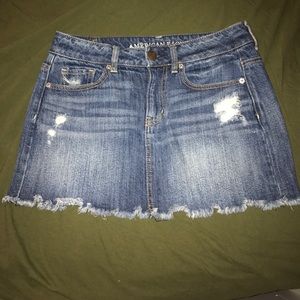American Eagle Ripped Denim Skirt