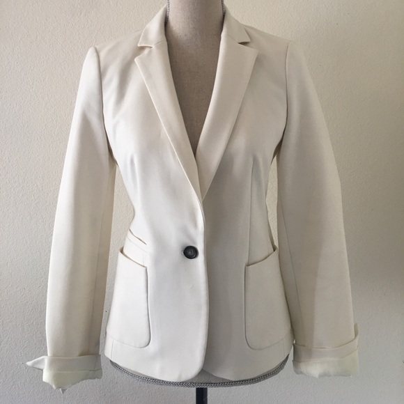 Stretch Off White Single Button Blazer - Picture 1 of 7