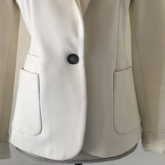 Stretch Off White Single Button Blazer - Picture 2 of 7