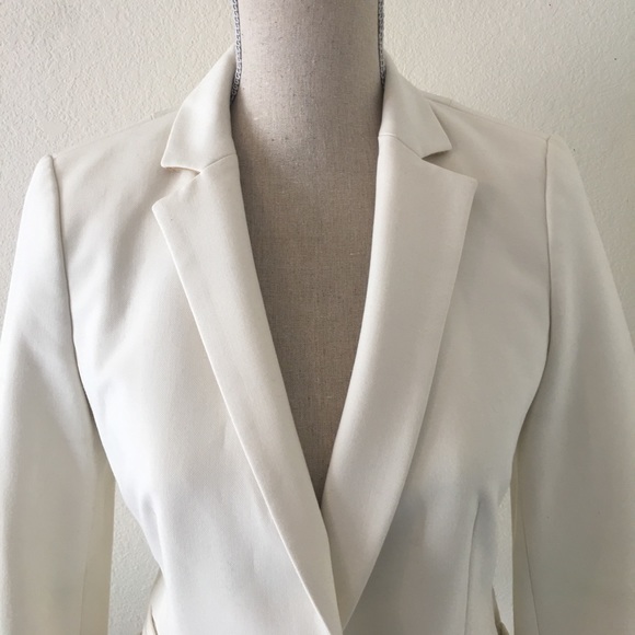 Stretch Off White Single Button Blazer - Picture 3 of 7