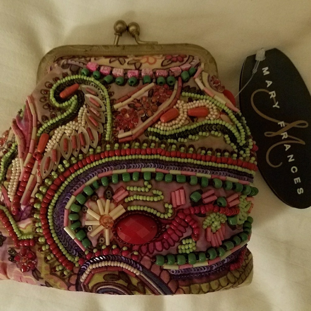 NEW Mary Frances brand Pink Paisley Clutch (RARE)