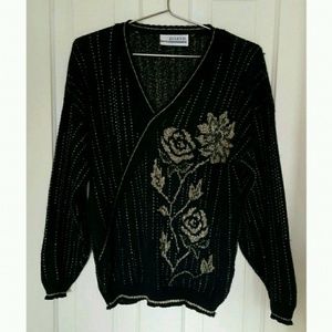 Vintage black and gold Roses sweater