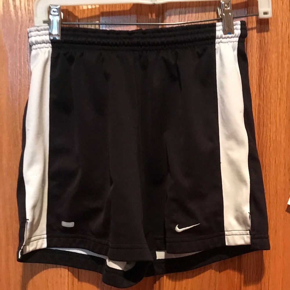 Nike athletic soccer shorts medium black white