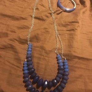 Bundle. Long blue necklace. Blue bracelet