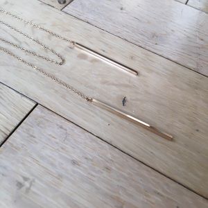 Faux Wrap Layered Gold Bar Necklace