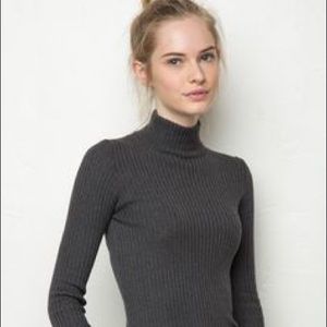 NWOT BRANDY MELVILLE dark grey soft turtleneck top